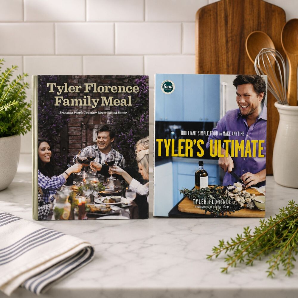 Tyler Florence Cookbook Lot Family Meal & Tyler's Ultimate Hardcover Set 2